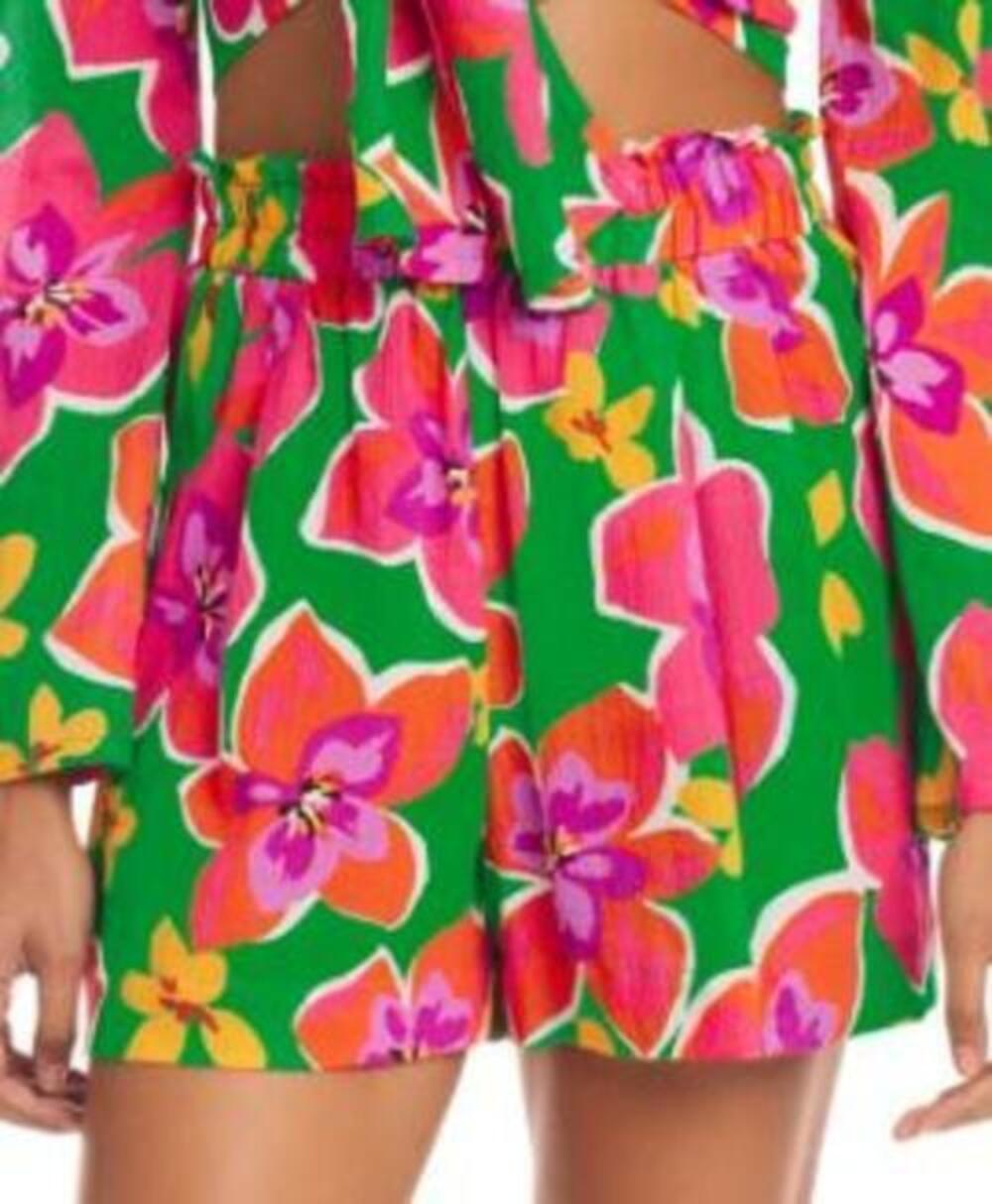 Sanctuary Women's Multicolor Cotton Paperbag-Waist Cover-Up Shorts L NWT